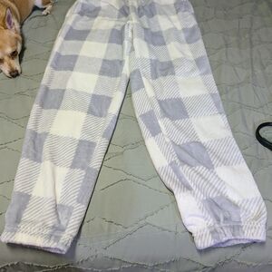 Women's Soft Checkered Pajama Pants - Gray and White